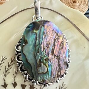 ABALONE SHELL PENDANT NECKLACE| 925sp| CHAIN 18”